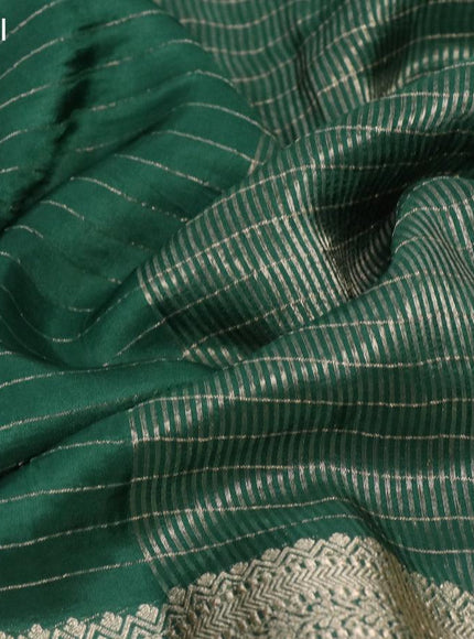 Dola silk saree green and deep maroon with allover zari woven stripes pattern and rich zari woven border - {{ collection.title }} by Prashanti Sarees