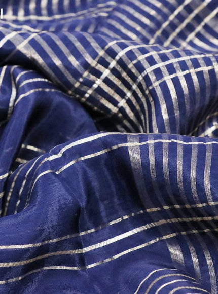 Dola silk saree blue and deep wine shade with allover zari woven stripes pattern and rich zari woven border - {{ collection.title }} by Prashanti Sarees