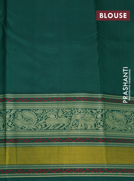 Pure kanjivaram silk saree manthulir green and green with thread woven buttas and thread woven border