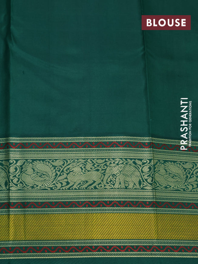 Pure kanjivaram silk saree manthulir green and green with thread woven buttas and thread woven border