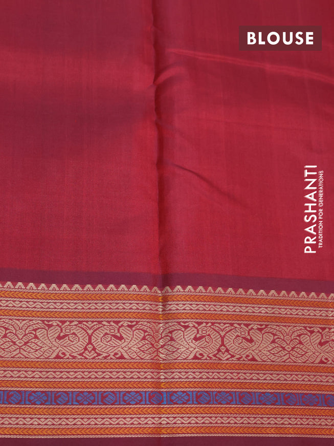 Pure kanjivaram silk saree red shade and maroon with thread woven buttas and thread woven border