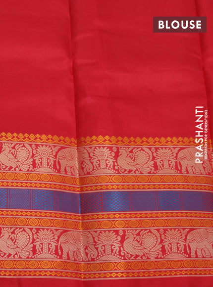 Pure kanjivaram silk saree red shade and red with thread woven buttas and long thread woven border