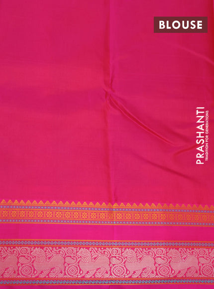 Pure kanjivaram silk saree dual shade of red and pink with thread woven buttas and thread woven border