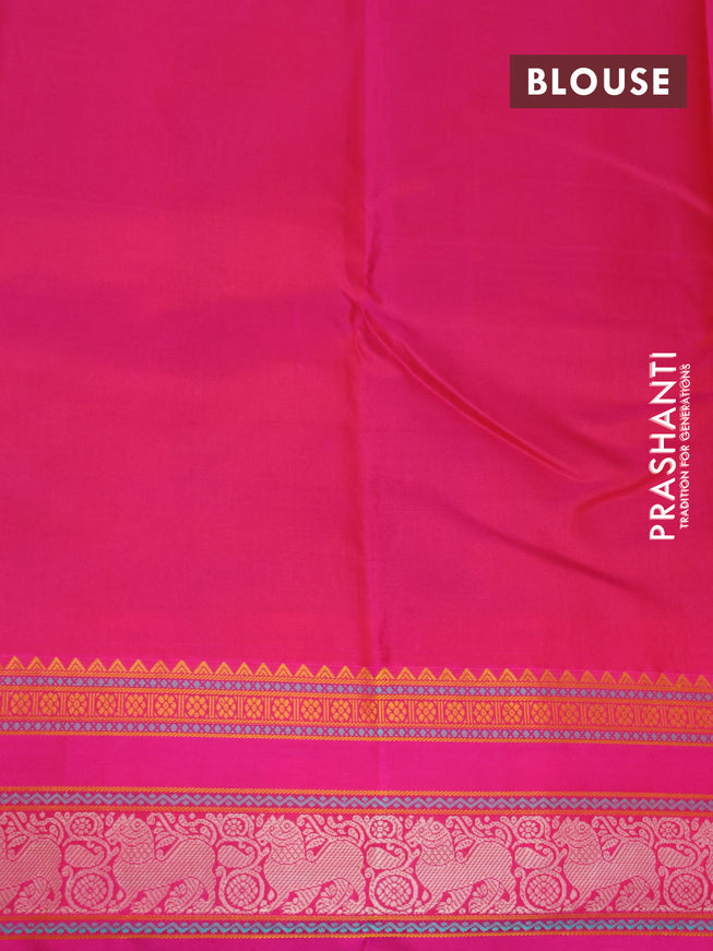 Pure kanjivaram silk saree dual shade of red and pink with thread woven buttas and thread woven border