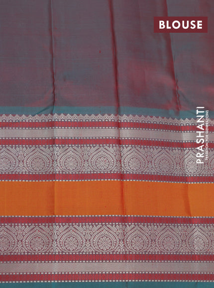 Pure kanjivaram silk saree pink and dual shade of green with thread woven buttas and long rettapet thread woven border