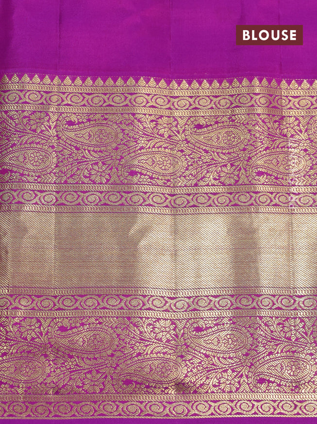 Pure gadwal silk saree light blue and purple with allover zari woven buttas and temple design long zari woven border