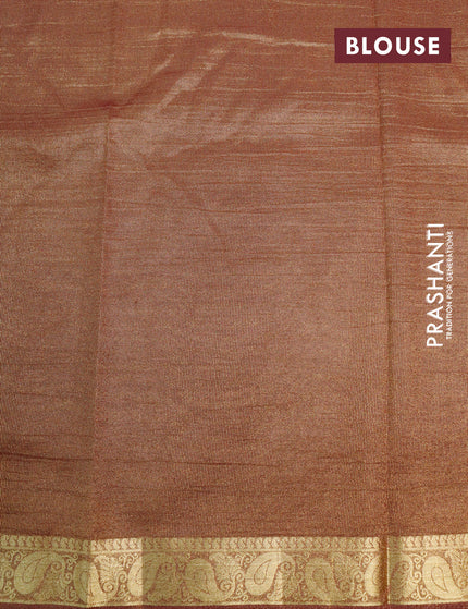 Crushed tissue saree wine shade with plain body and paisley zari woven border