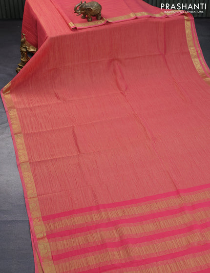 Crushed tissue saree pink shade with plain body and paisley zari woven border