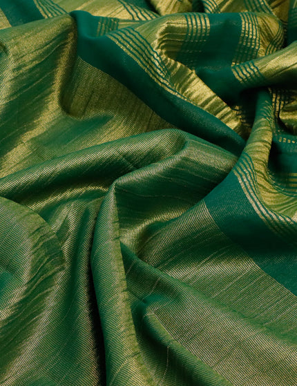 Crushed tissue saree green with plain body and zari woven border