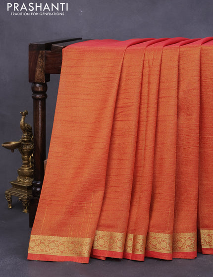 Crushed tissue saree red with plain body and zari woven border