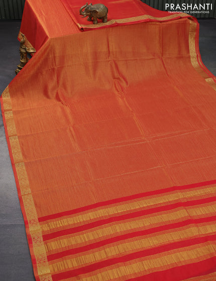 Crushed tissue saree red with plain body and zari woven border