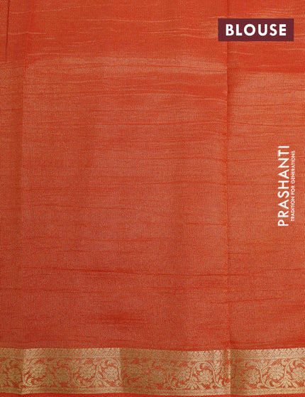 Crushed tissue saree red with plain body and zari woven border