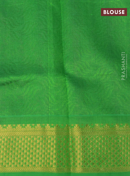 Silk cotton saree purple and green with allover self emboss jaquard and zari woven border