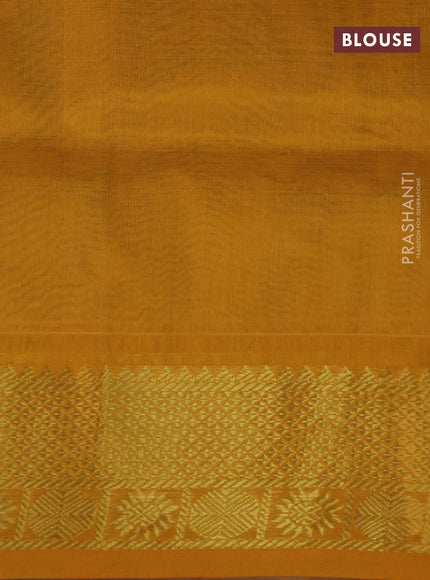 Silk cotton saree cs blue and mustard yellow with allover self emboss jaquard and zari woven border