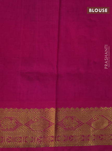 Silk cotton saree light green and pink with allover paalum pazhamum checked pattern & zari buttas and zari woven border