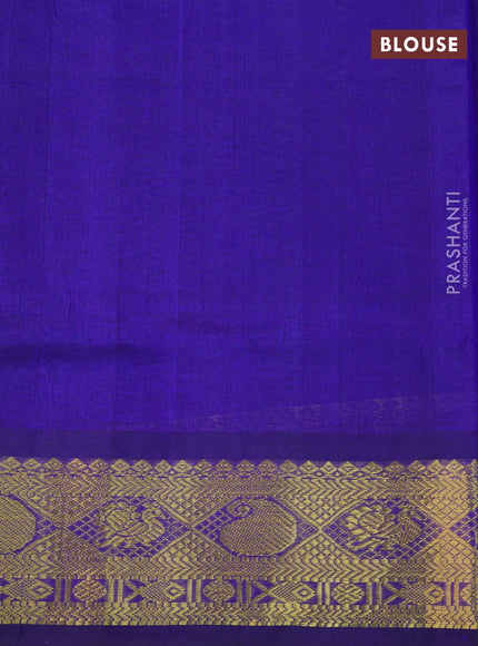 Silk cotton saree cs blue and blue with allover paalum pazhamum checked pattern & zari buttas and zari woven border