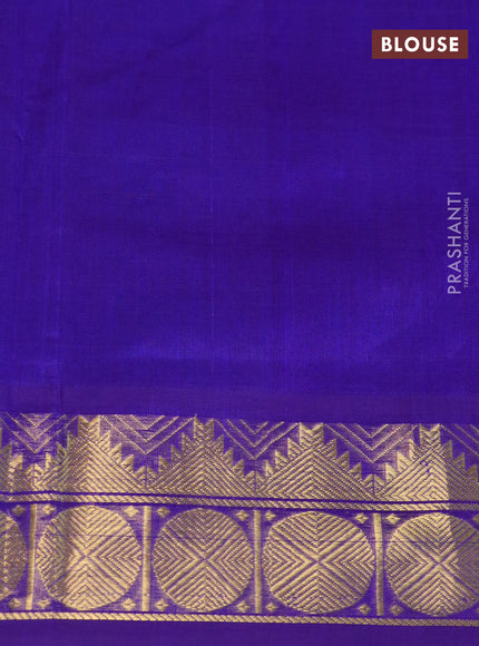 Silk cotton saree cs blue and blue with allover paalum pazhamum zari checked pattern and temple & rudhraksha zari woven border