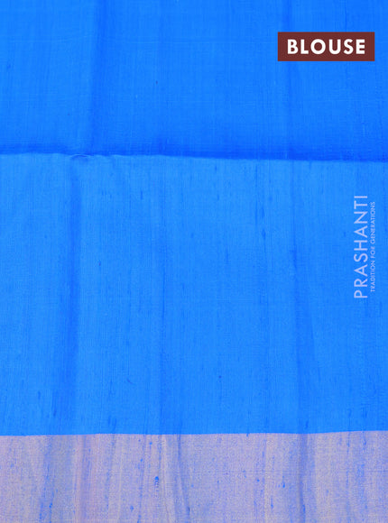 Pure raw silk saree cs blue and royal blue with allover zari checked pattern and zari woven border