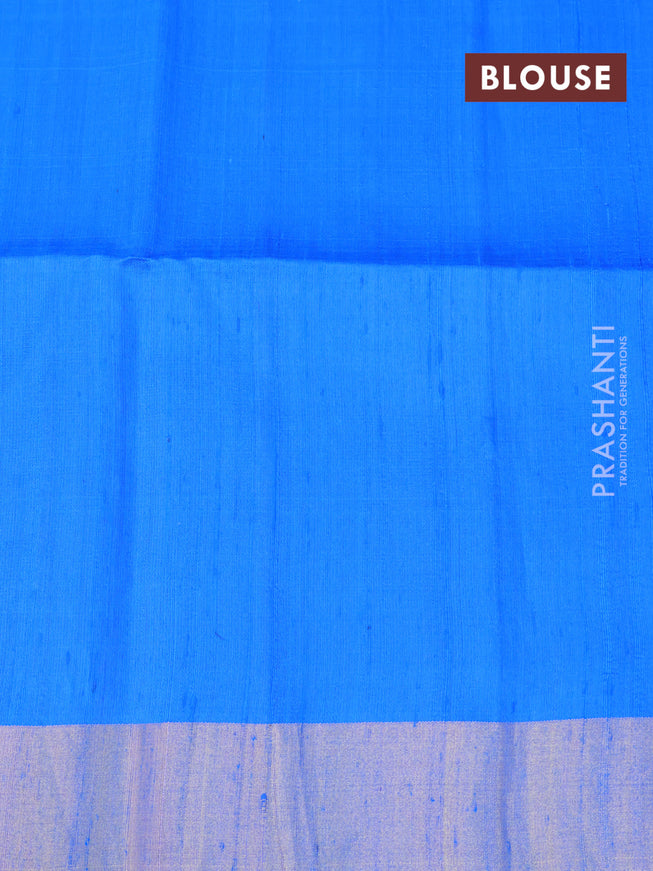 Pure raw silk saree cs blue and royal blue with allover zari checked pattern and zari woven border