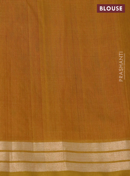 Kora silk cotton saree red and mustard shade with zari woven floral buttas and zari woven border