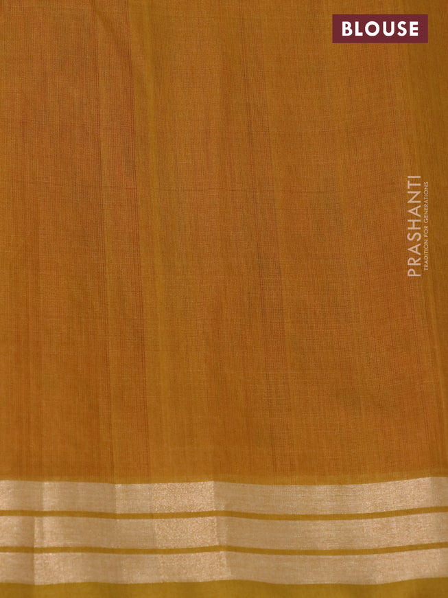 Kora silk cotton saree red and mustard shade with zari woven floral buttas and zari woven border