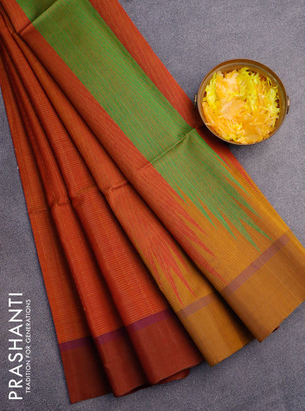 Kora silk cotton saree honey shade and brown shade with allover thread weaves and simple border