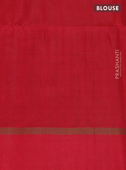 Kora silk cotton saree rust shade and red with allover thread weaves and simple border