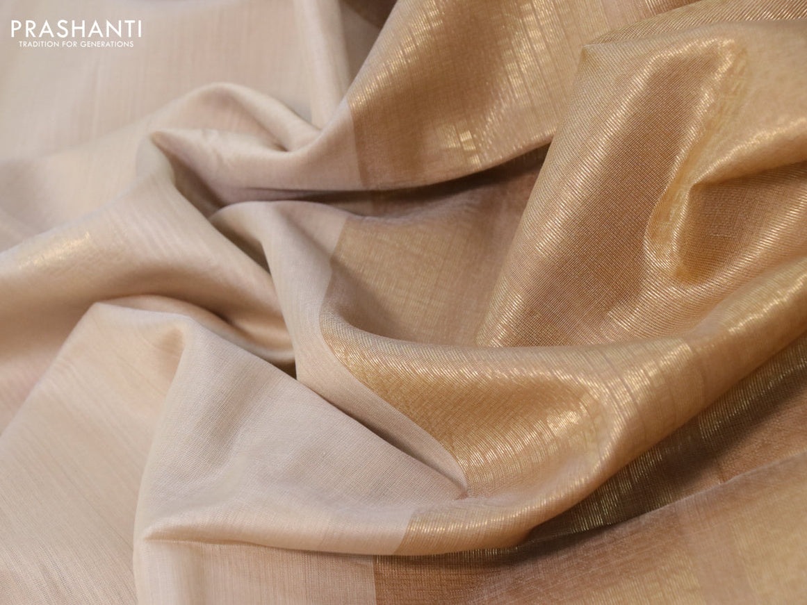 Kora silk cotton saree beige and sandal with thread & zari woven buttas and zari woven border