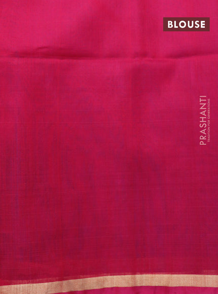 Kora silk cotton saree cs blue and pink with thread & zari woven buttas and piping border