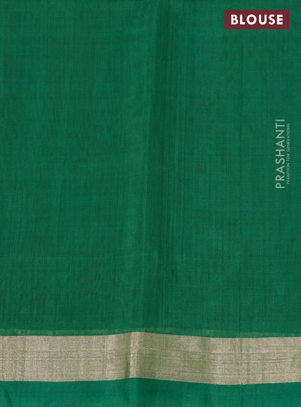 Kora silk cotton saree red and green with allover zari weaves and zari woven border