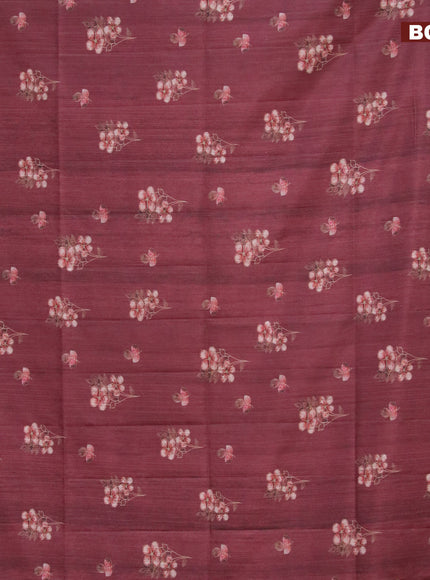 Semi matka saree maroon with floral butta prints and zari woven border