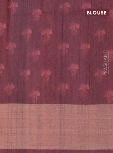 Semi matka saree maroon with floral butta prints and zari woven border