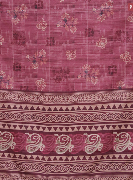 Semi matka saree maroon with butta prints and zari woven border