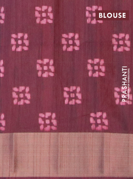 Semi matka saree maroon with butta prints and zari woven border