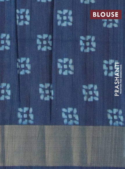 Semi matka saree peacock blue with butta prints and zari woven border