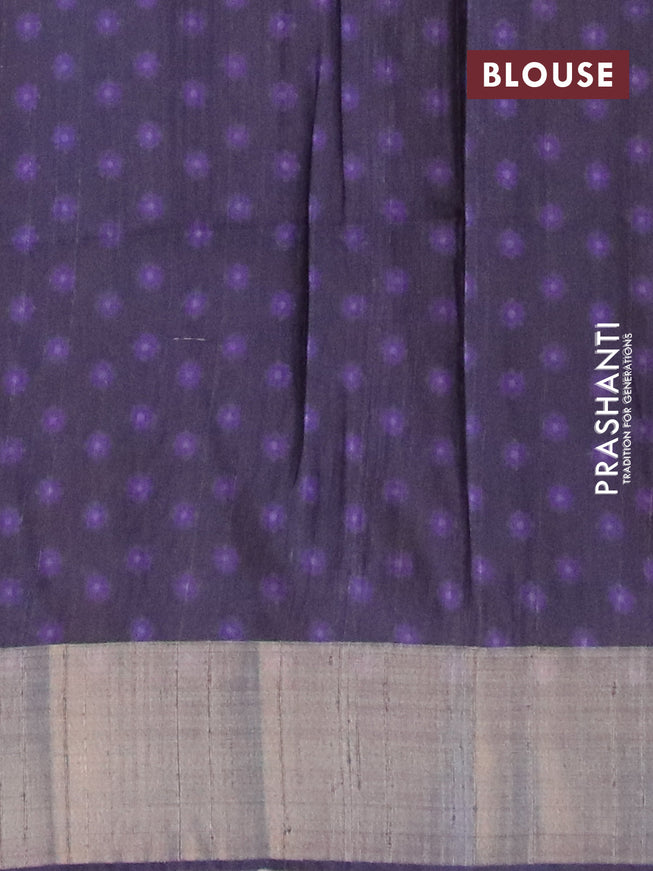 Semi matka saree deep violet with allover prints and zari woven border