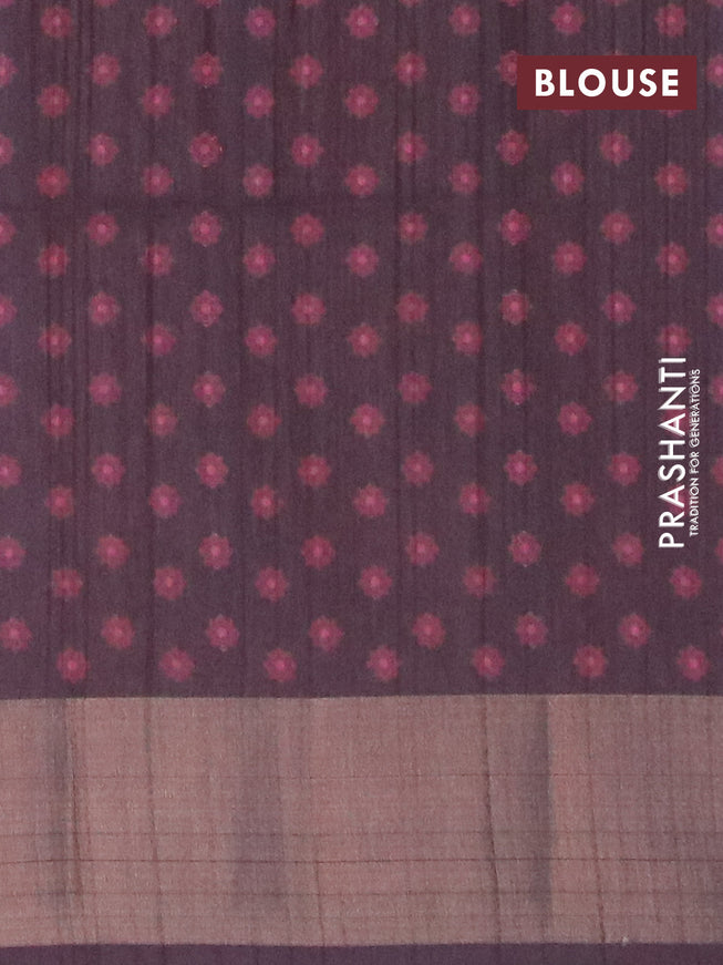 Semi matka saree wine shade with allover prints and zari woven border