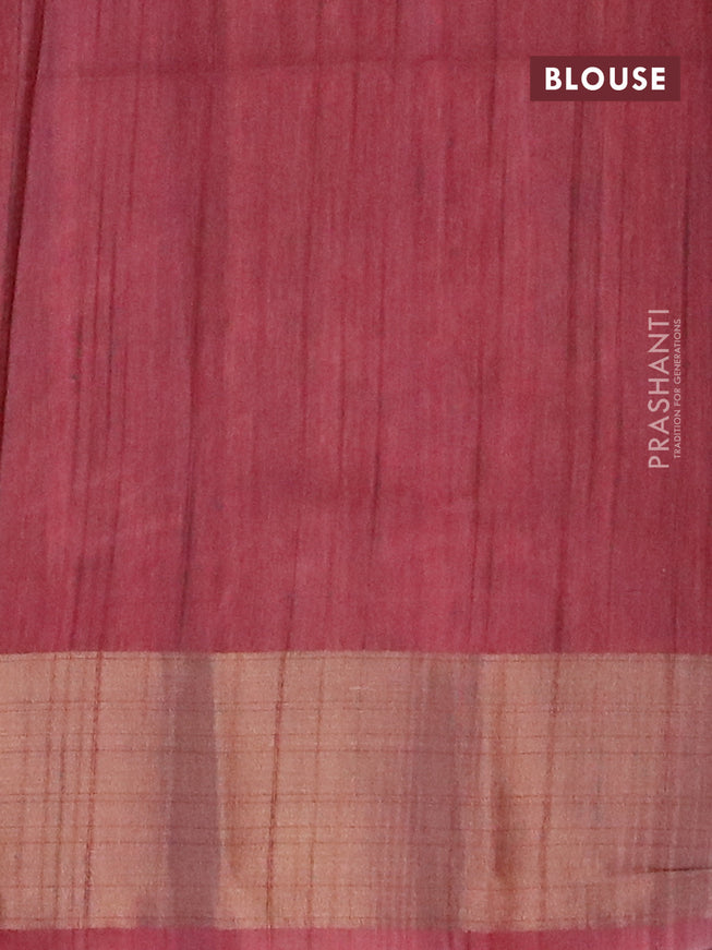 Semi matka saree beige and maroon with allover geometric prints and zari woven border