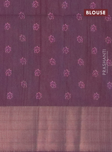 Semi matka saree sap green and wine shade with floral butta prints and zari woven border