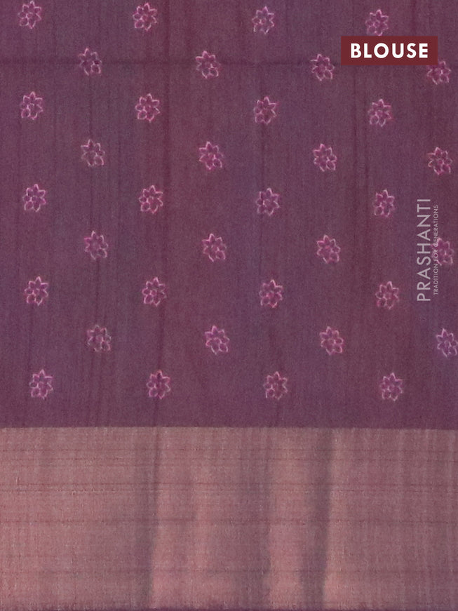 Semi matka saree sap green and wine shade with floral butta prints and zari woven border