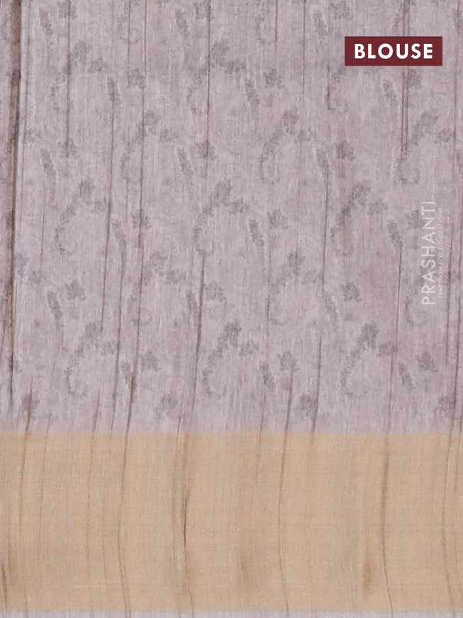 Semi matka saree beige with allover paisley prints and zari woven border