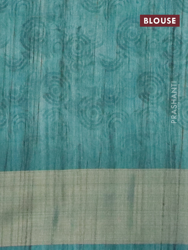 Semi matka saree beige and green with allover floral prints and zari woven border