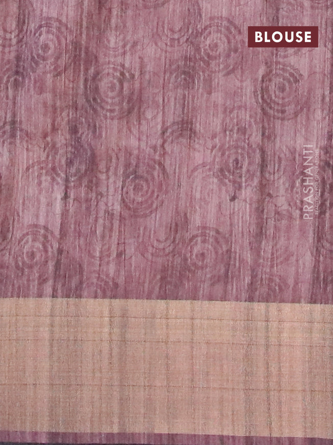 Semi matka saree beige and brown with allover floral prints and zari woven border