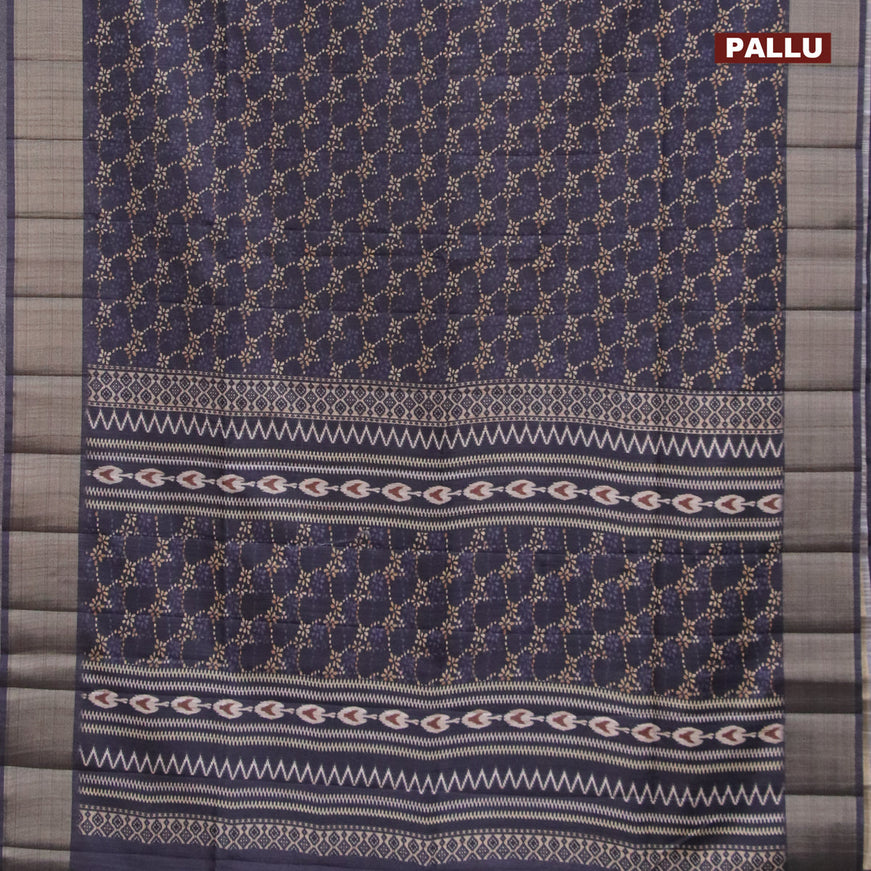 Semi matka saree black with allover prints and zari woven border