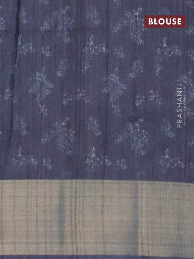 Semi matka saree pastel blue and dark peacock blue with allover prints and zari woven border
