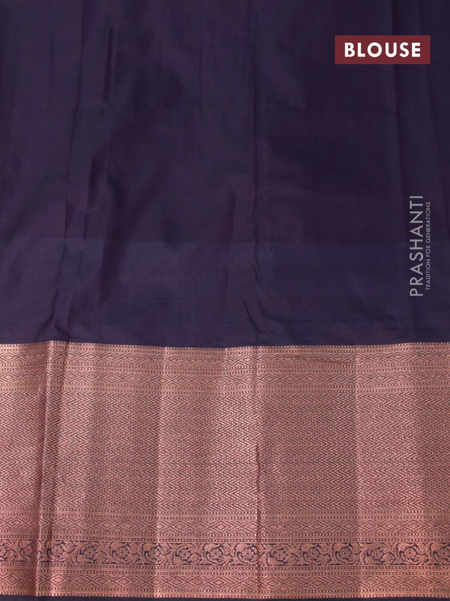 Bangalori silk saree sandal and deep jamun shade with allover copper zari weaves and long copper zari woven border
