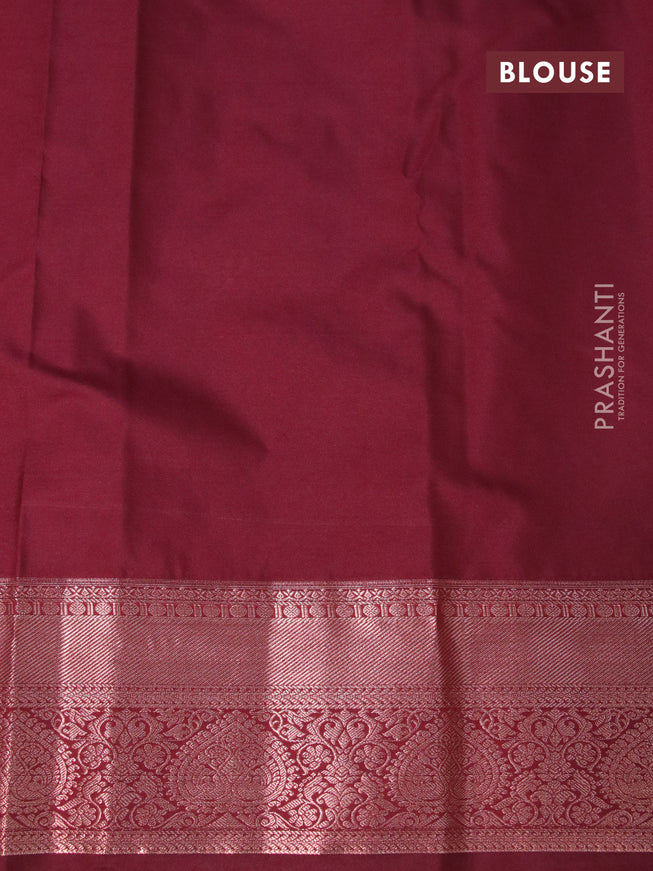 Bangalori silk saree light pink and maroon with copper zari woven leaf buttas and copper zari woven border