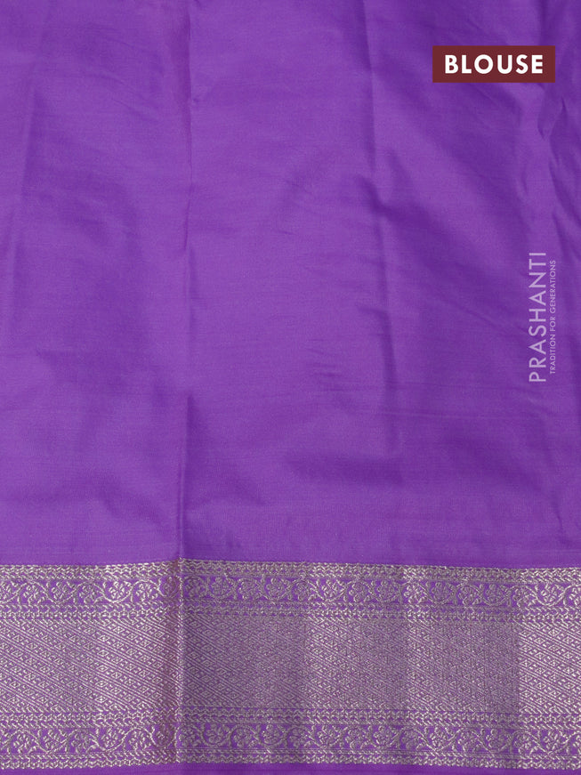 Bangalori silk saree teal green and lavender shade with allover silver zari woven brocade weaves and zari woven border