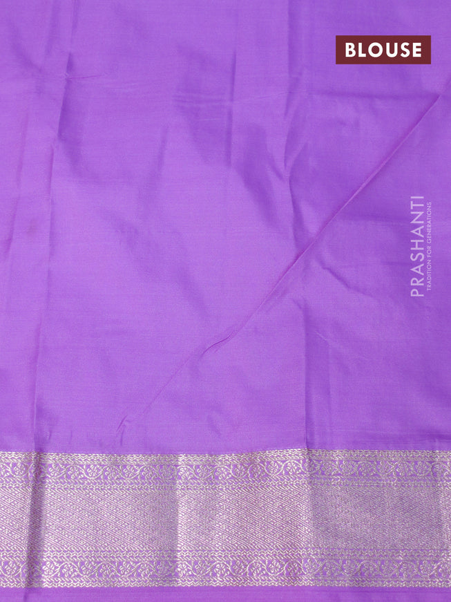 Bangalori silk saree pink and lavender shade with allover silver zari woven brocade weaves and zari woven border