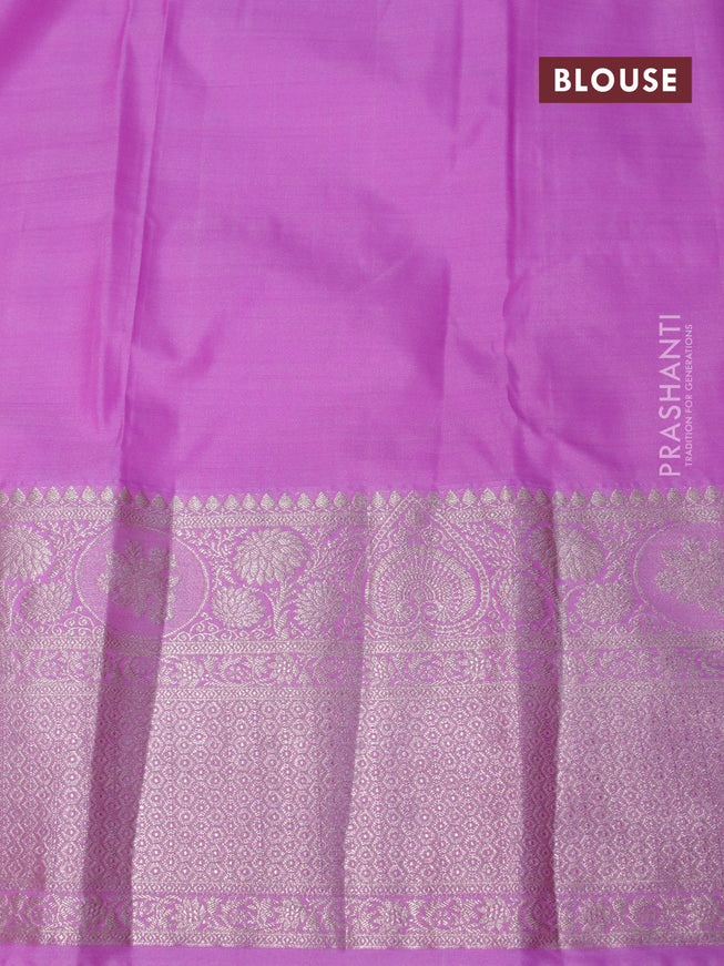 Bangalori silk saree pink and lotus pink with allover zari woven floral brocade weaves and long zari woven border